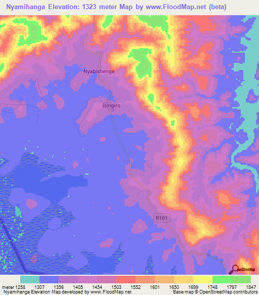 Nyamihanga,Tanzania Elevation Map