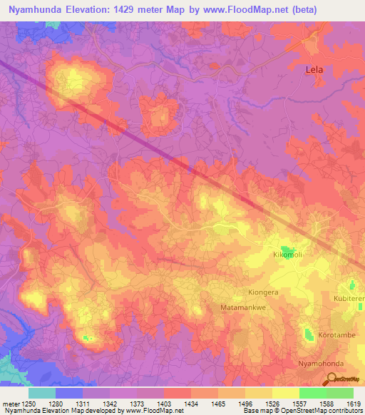 Nyamhunda,Tanzania Elevation Map