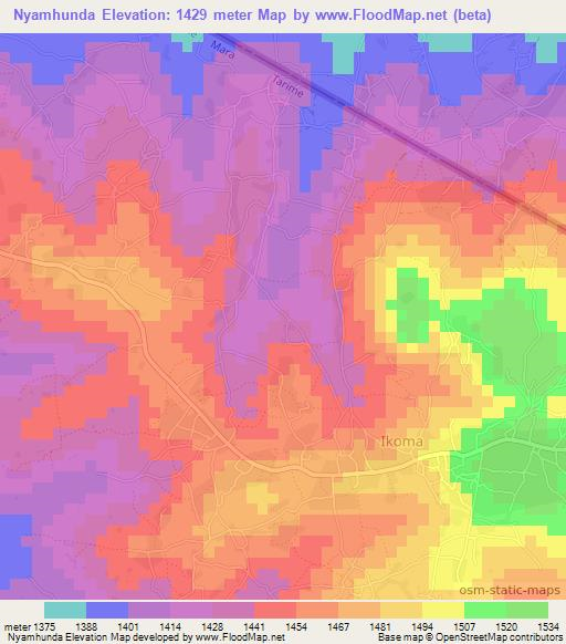 Nyamhunda,Tanzania Elevation Map