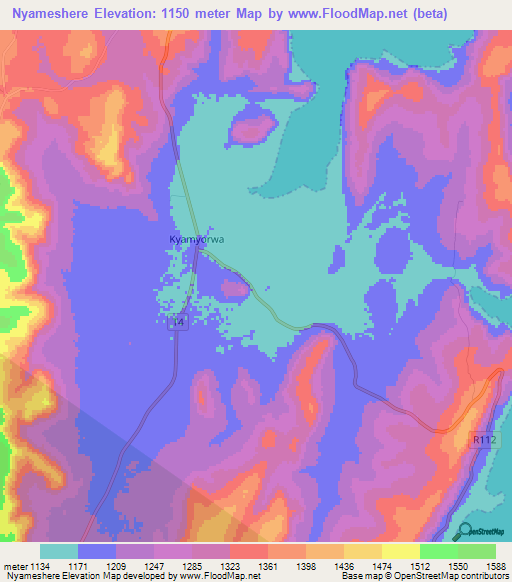 Nyameshere,Tanzania Elevation Map