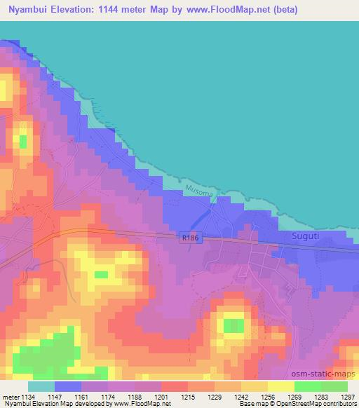 Nyambui,Tanzania Elevation Map