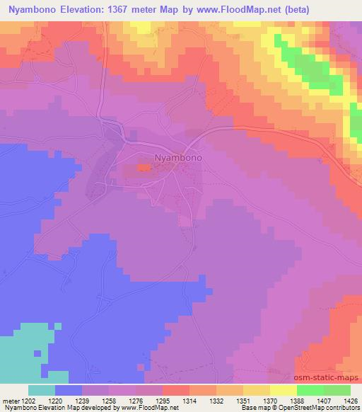 Nyambono,Tanzania Elevation Map