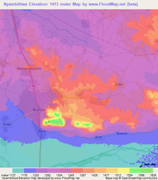 Nyambitilwa,Tanzania Elevation Map