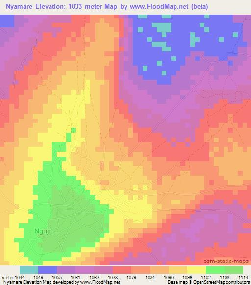 Nyamare,Tanzania Elevation Map