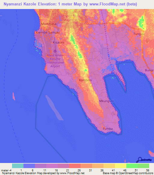 Nyamanzi Kazole,Tanzania Elevation Map