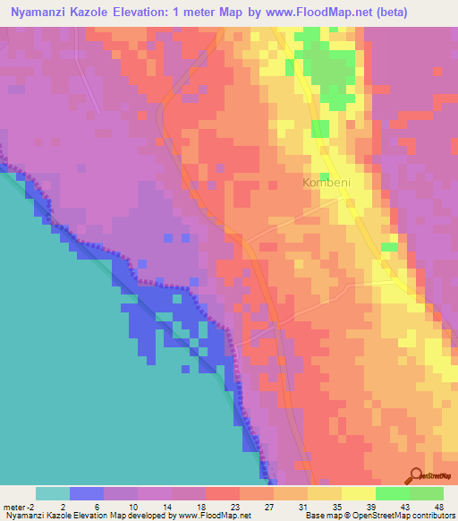 Nyamanzi Kazole,Tanzania Elevation Map