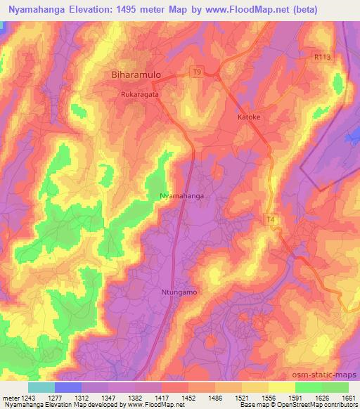 Nyamahanga,Tanzania Elevation Map