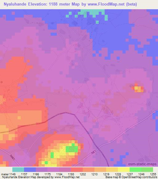 Nyaluhande,Tanzania Elevation Map