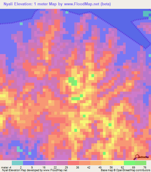 Nyali,Tanzania Elevation Map