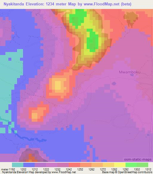 Nyakitanda,Tanzania Elevation Map