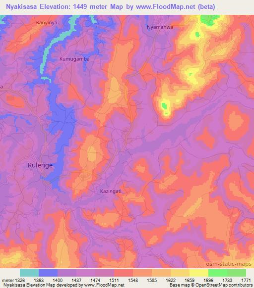 Nyakisasa,Tanzania Elevation Map