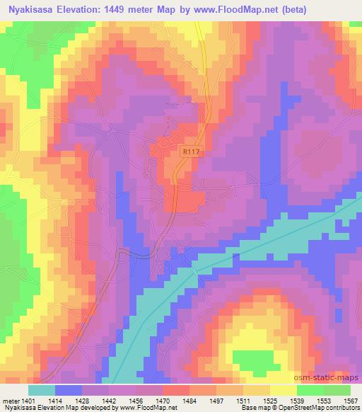 Nyakisasa,Tanzania Elevation Map