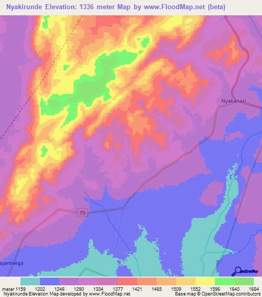 Nyakirunde,Tanzania Elevation Map