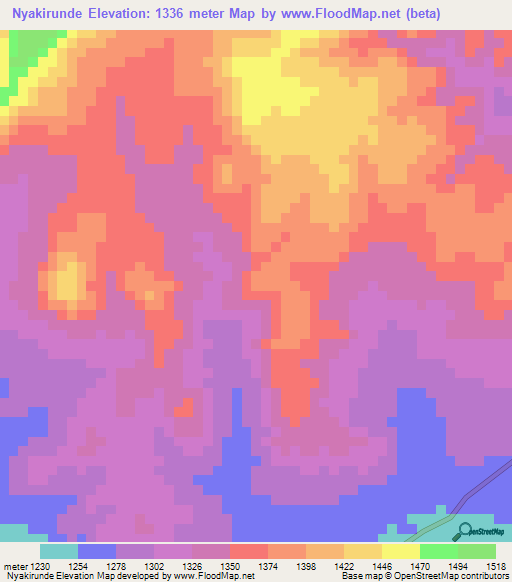 Nyakirunde,Tanzania Elevation Map