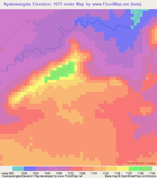 Nyakawangala,Tanzania Elevation Map