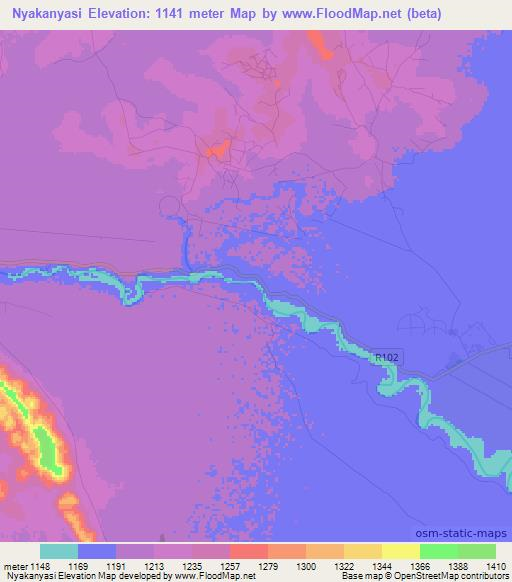 Nyakanyasi,Tanzania Elevation Map