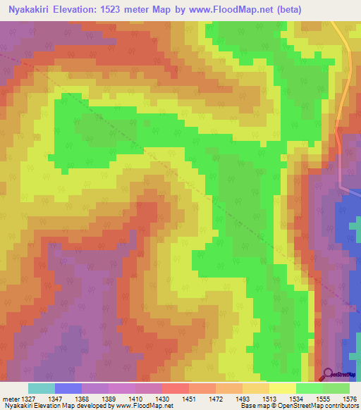 Nyakakiri,Tanzania Elevation Map