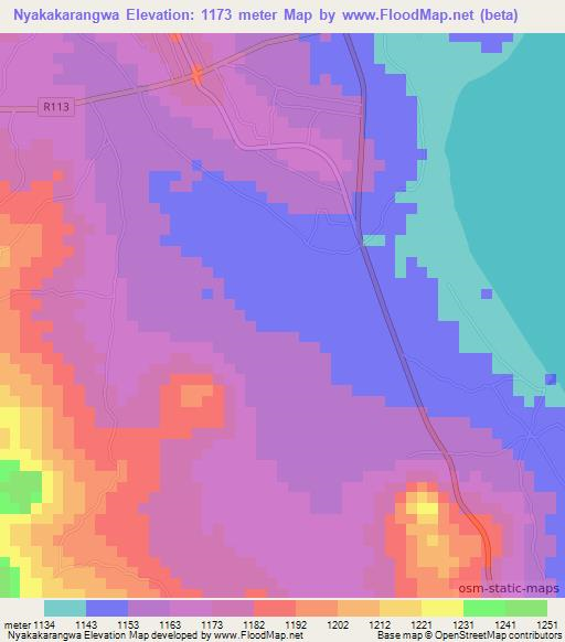 Nyakakarangwa,Tanzania Elevation Map