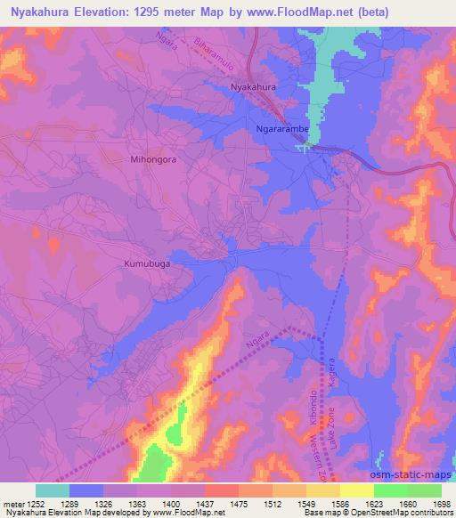 Nyakahura,Tanzania Elevation Map