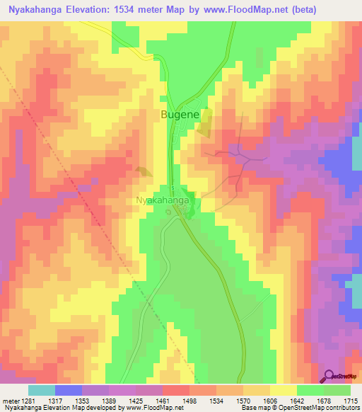 Nyakahanga,Tanzania Elevation Map