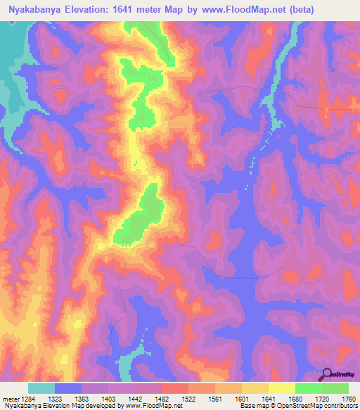 Nyakabanya,Tanzania Elevation Map