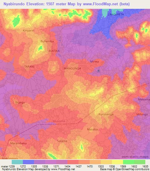 Nyabirundo,Tanzania Elevation Map