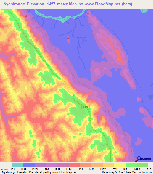 Nyabirongo,Tanzania Elevation Map