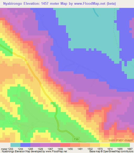 Nyabirongo,Tanzania Elevation Map