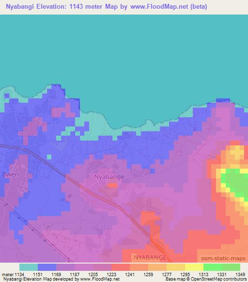 Nyabangi,Tanzania Elevation Map