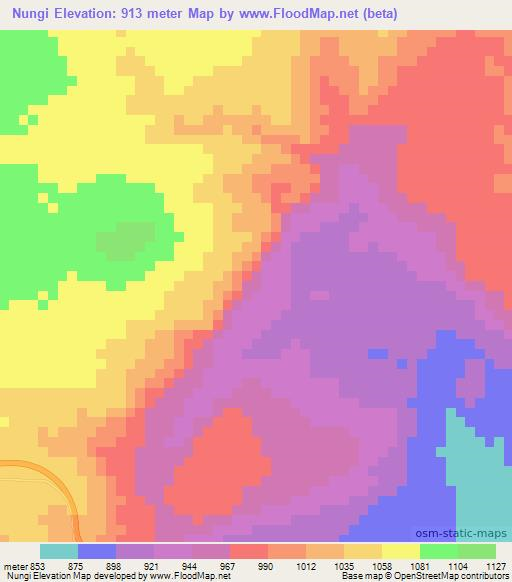 Nungi,Tanzania Elevation Map