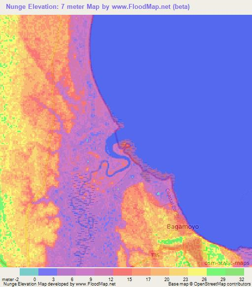 Nunge,Tanzania Elevation Map