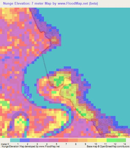 Nunge,Tanzania Elevation Map