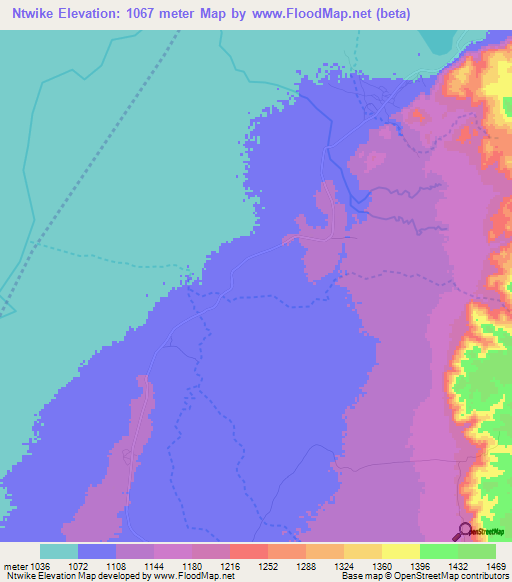 Ntwike,Tanzania Elevation Map