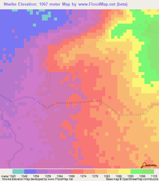 Ntwike,Tanzania Elevation Map