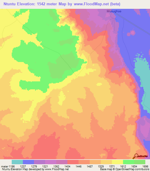 Ntuntu,Tanzania Elevation Map