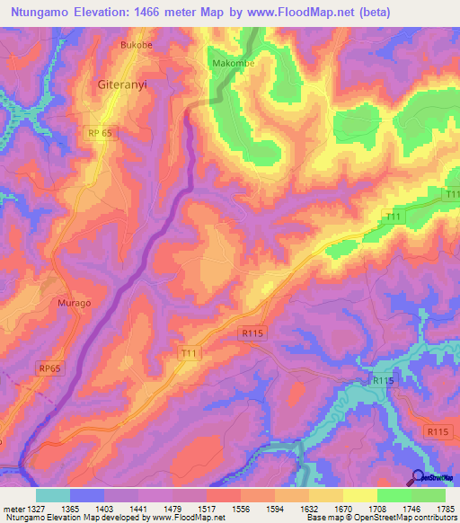 Ntungamo,Tanzania Elevation Map