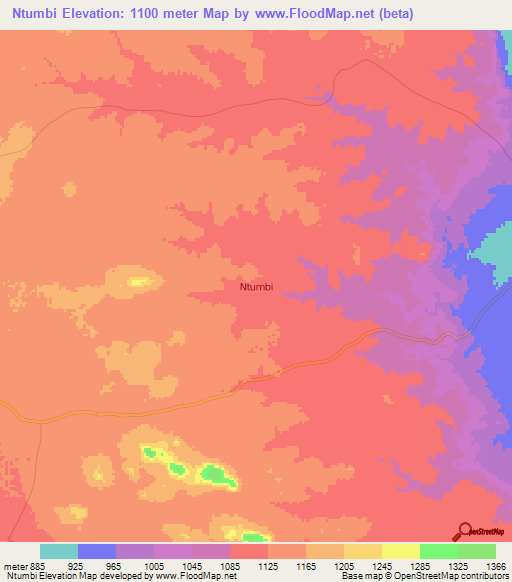 Ntumbi,Tanzania Elevation Map