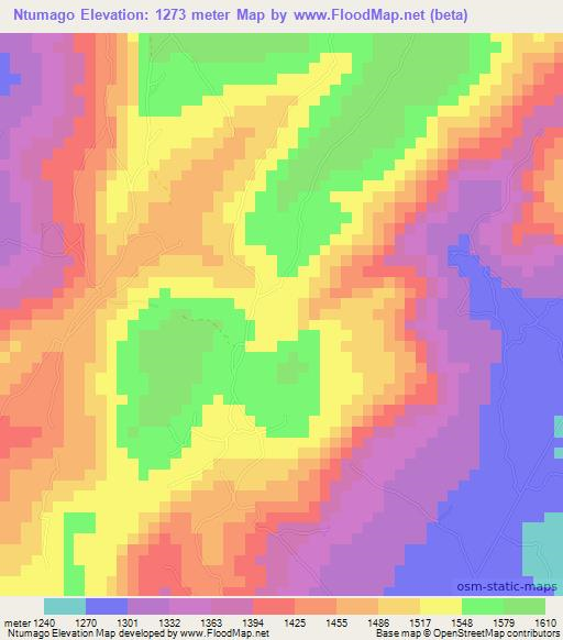 Ntumago,Tanzania Elevation Map