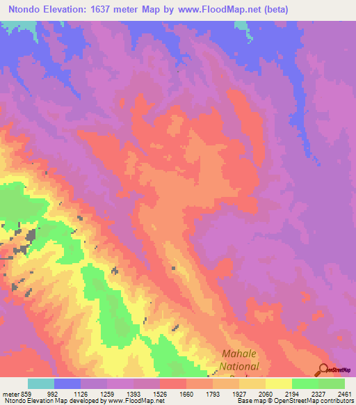 Ntondo,Tanzania Elevation Map