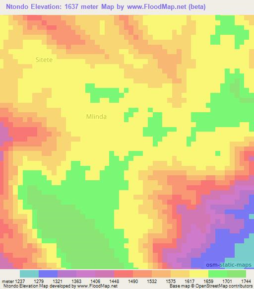 Ntondo,Tanzania Elevation Map