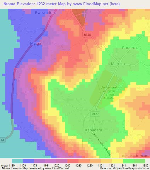 Ntoma,Tanzania Elevation Map