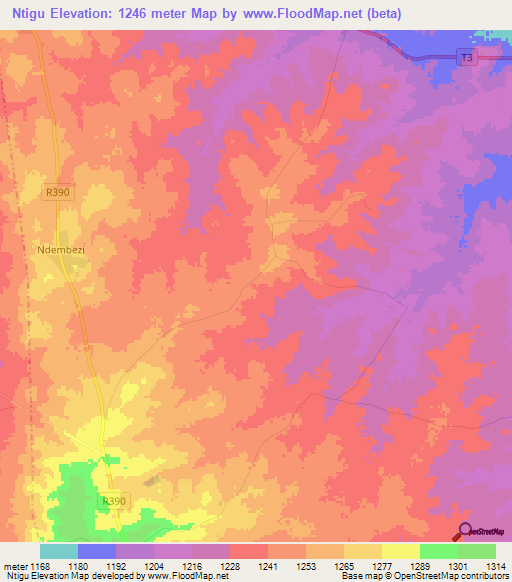 Ntigu,Tanzania Elevation Map