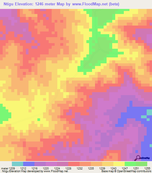 Ntigu,Tanzania Elevation Map