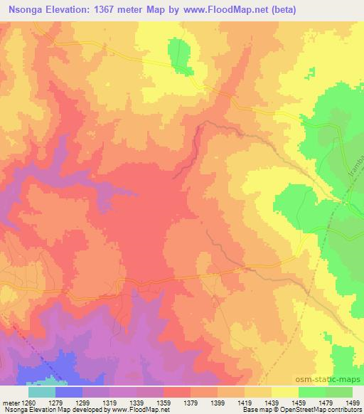 Nsonga,Tanzania Elevation Map