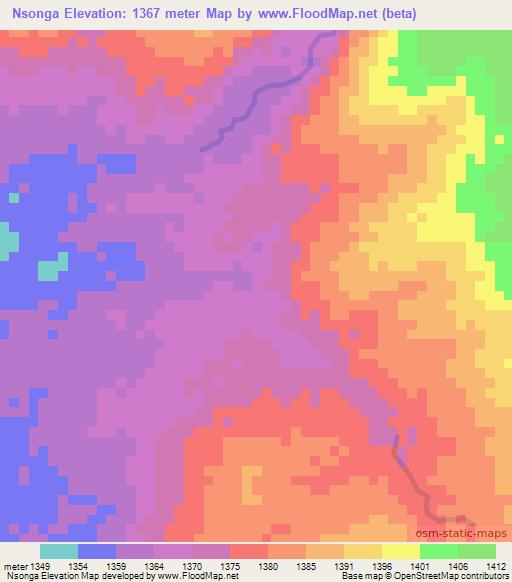 Nsonga,Tanzania Elevation Map