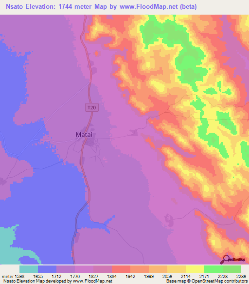 Nsato,Tanzania Elevation Map