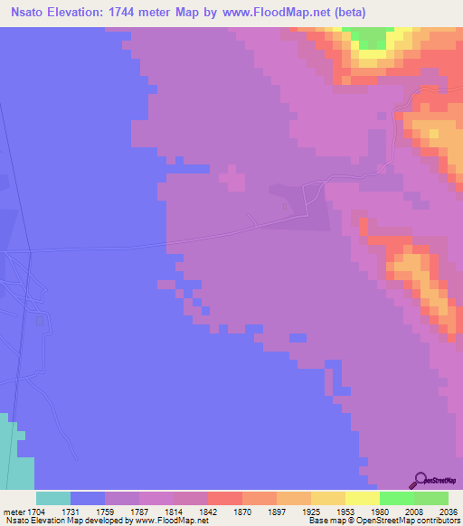 Nsato,Tanzania Elevation Map