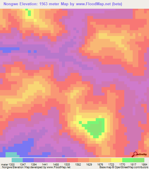 Nongwe,Tanzania Elevation Map