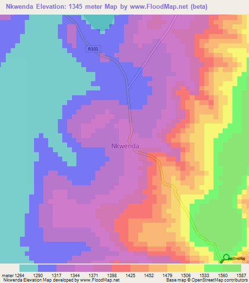 Nkwenda,Tanzania Elevation Map