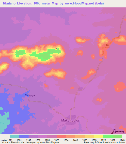 Nkutano,Tanzania Elevation Map